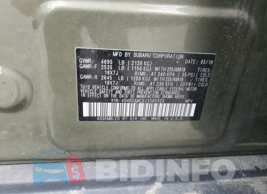 4S4BSANC0J3380920 Photo# 14