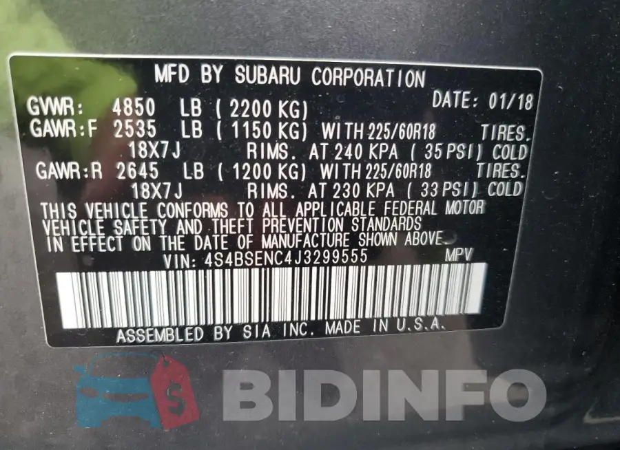 4S4BSENC4J3299555 Photo# 13