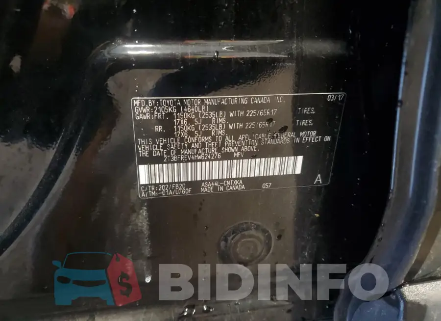 2T3BFREV4HW624276 Photo# 13