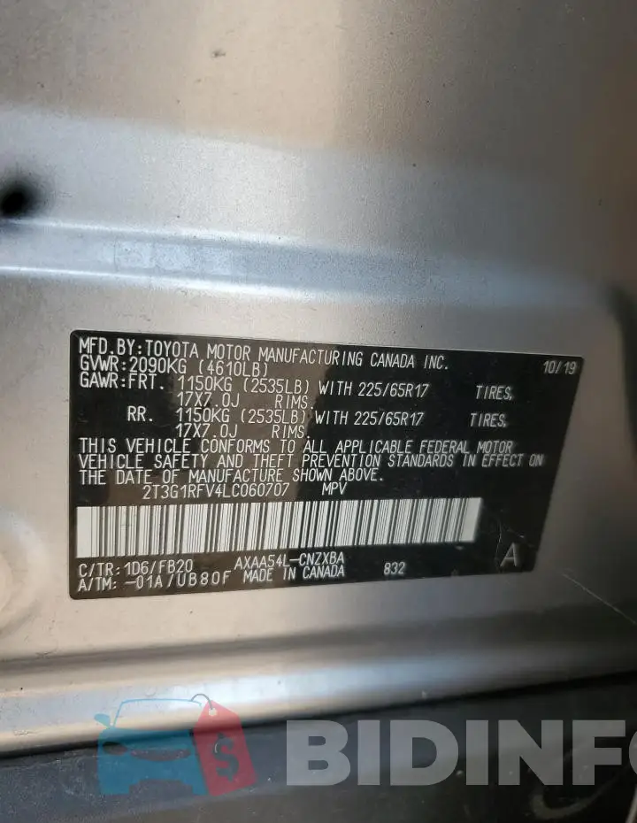 2T3G1RFV4LC060707 Photo# 12