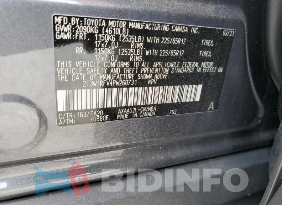 2T3W1RFV4PW260731 Photo# 13