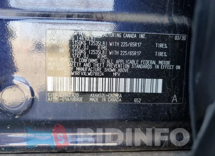 2T3W1RFVXLW078834 Photo# 13
