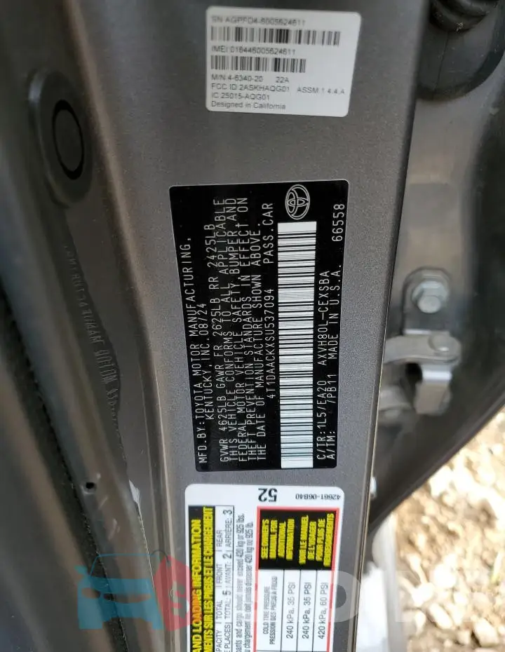 4T1DAACKXSU537094 Photo# 13