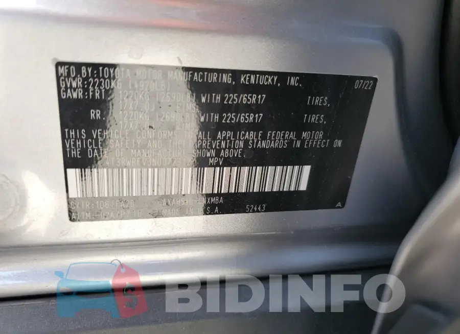 4T3RWRFV3NU072312 Photo# 13
