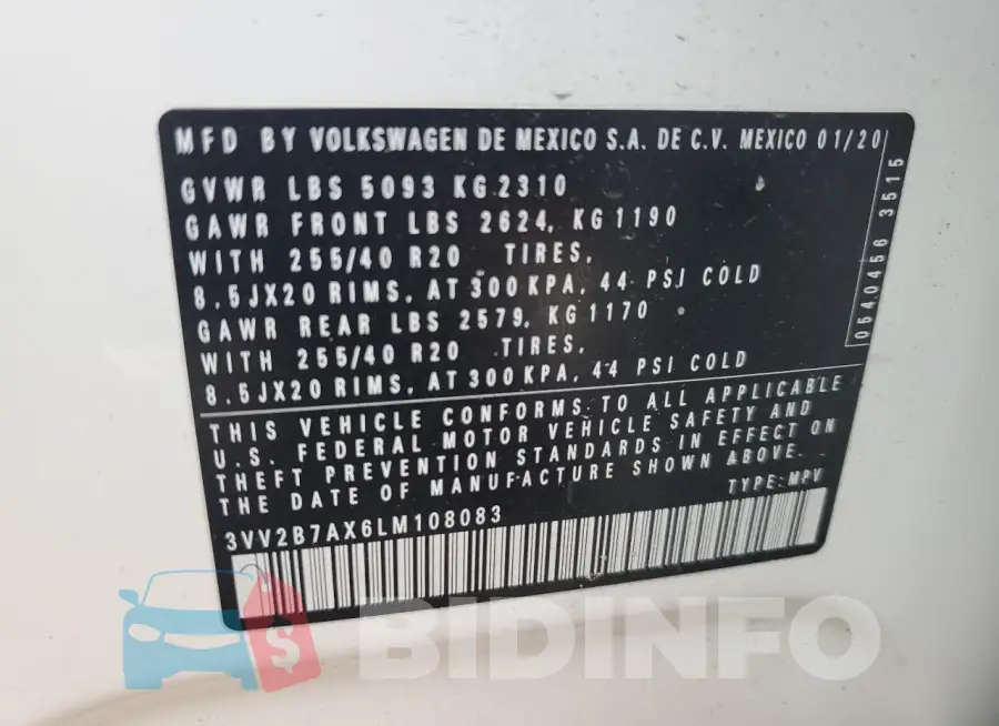 3VV2B7AX6LM108083 Photo# 13