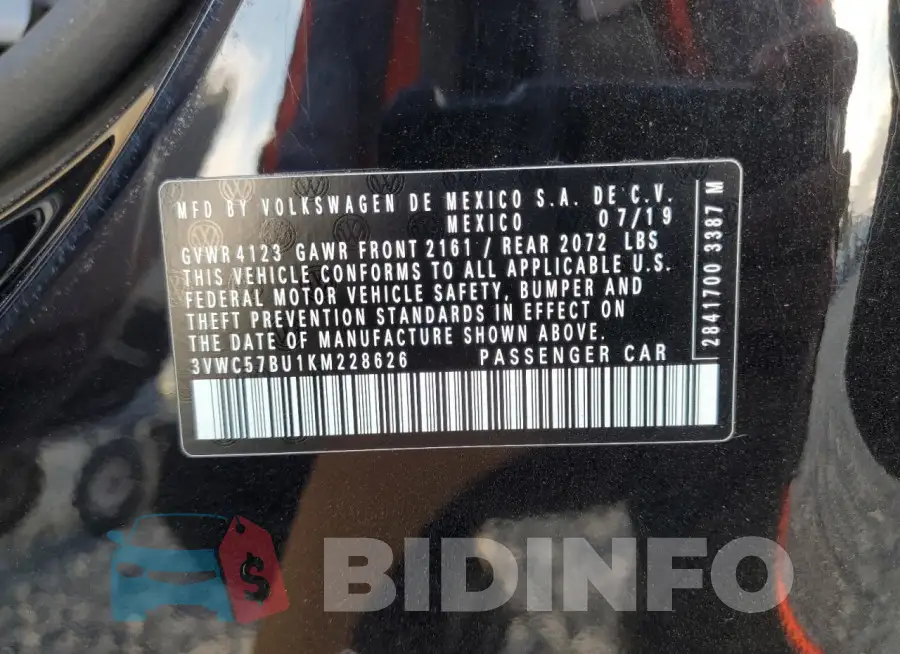 3VWC57BU1KM228626 Photo# 12
