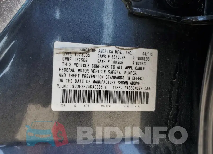 19UDE2F75GA009916 Photo# 12