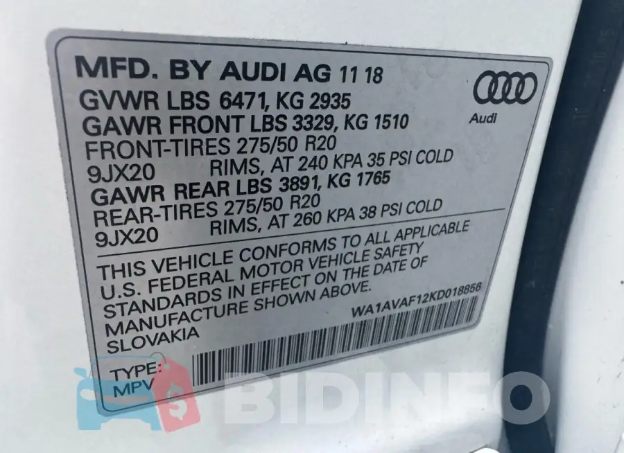 WA1AVAF12KD018856 Photo# 11