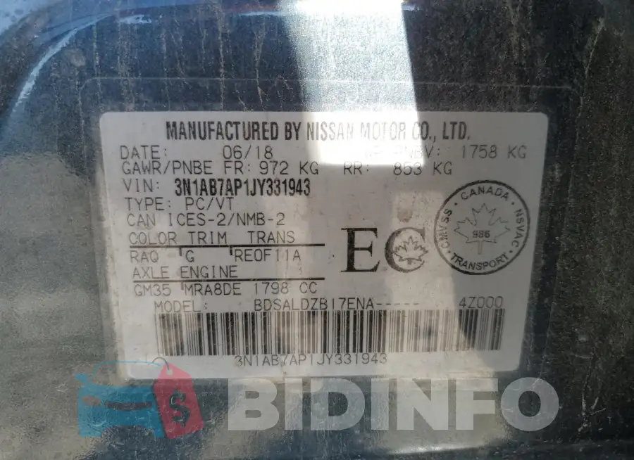 3N1AB7AP1JY331943 Photo# 12