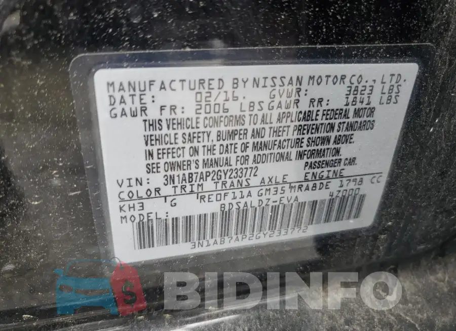 3N1AB7AP2GY233772 Photo# 12