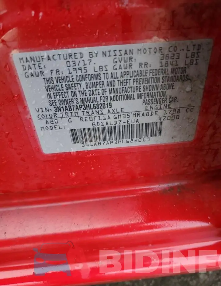 3N1AB7AP3HL682019 Photo# 12