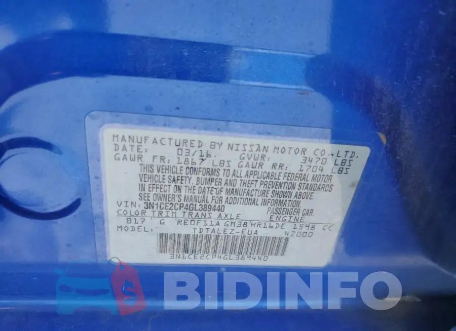 3N1CE2CP4GL389440 Photo# 12