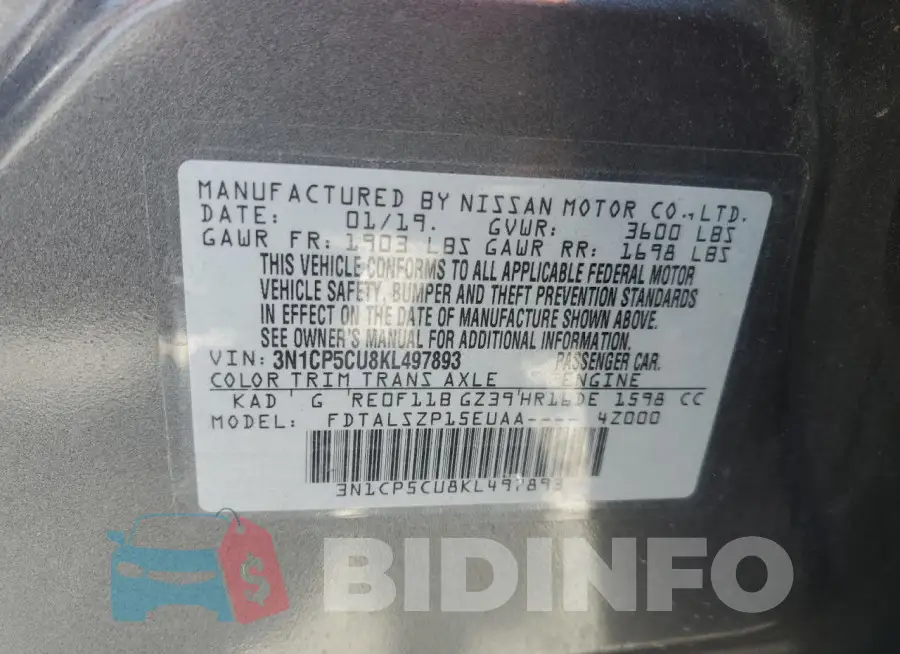 3N1CP5CU8KL497893 Photo# 13