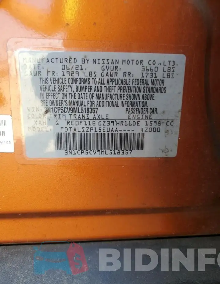 3N1CP5CV9ML518357 Photo# 14