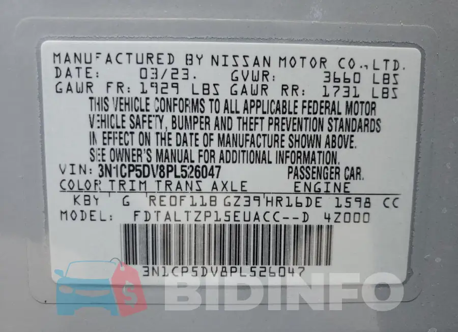 3N1CP5DV8PL526047 Photo# 13