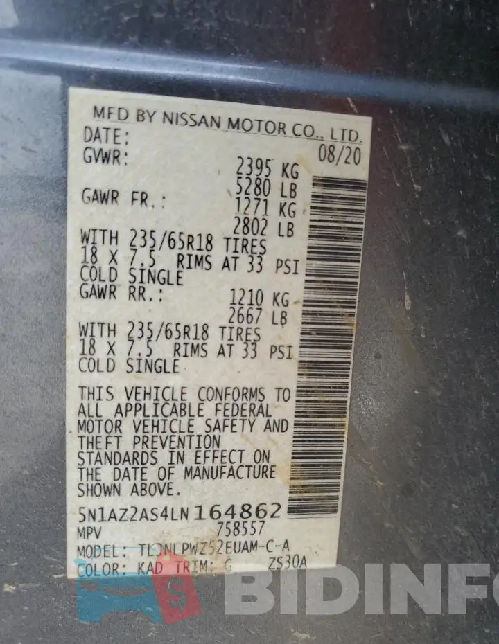 5N1AZ2AS4LN164862 Photo# 13