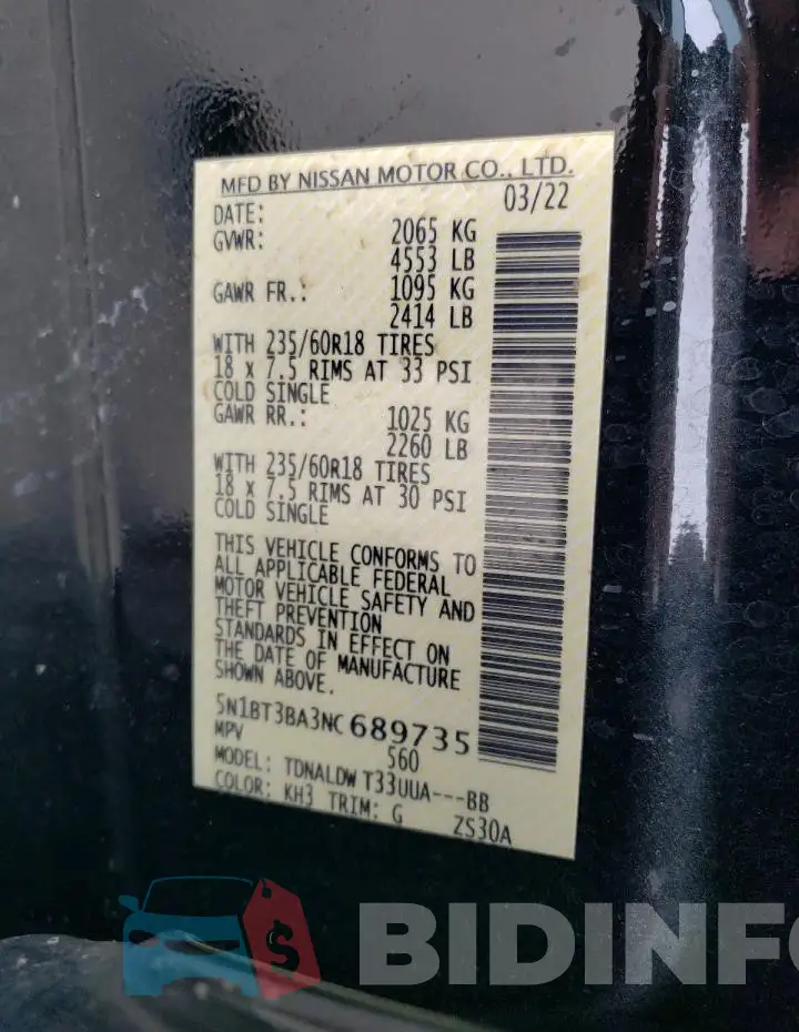 5N1BT3BA3NC689735 Photo# 13