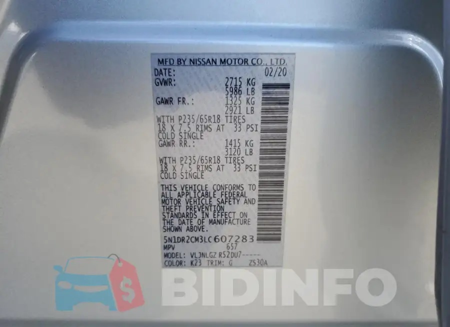 5N1DR2CM3LC607283 Photo# 13