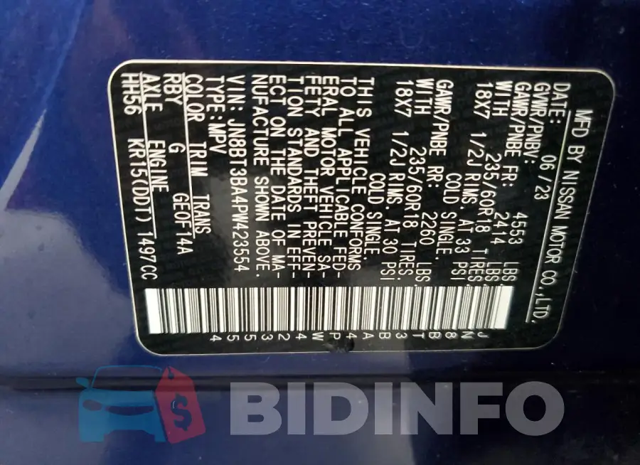 JN8BT3BA4PW423554 Photo# 14