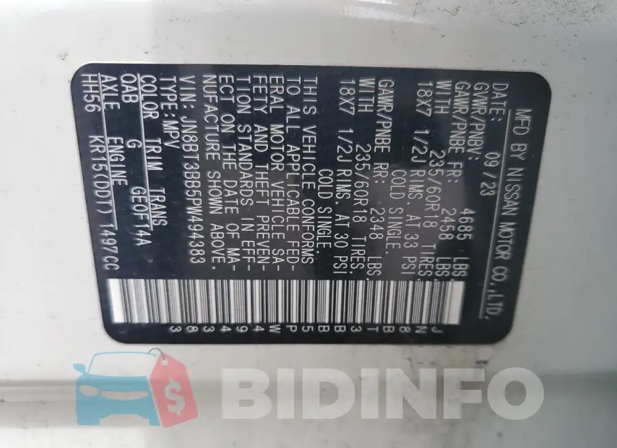 JN8BT3BB5PW494383 Photo# 13