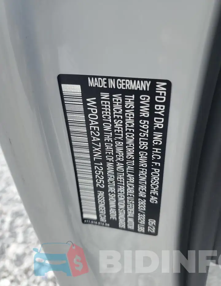 WP0AE2A7XNL125252 Photo# 12