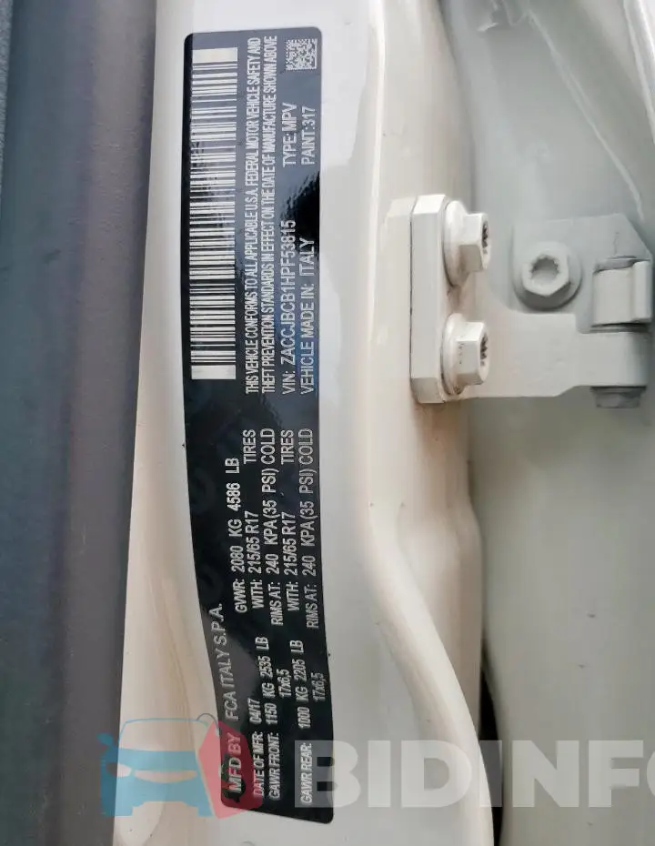 ZACCJBCB1HPF53815 Photo# 13