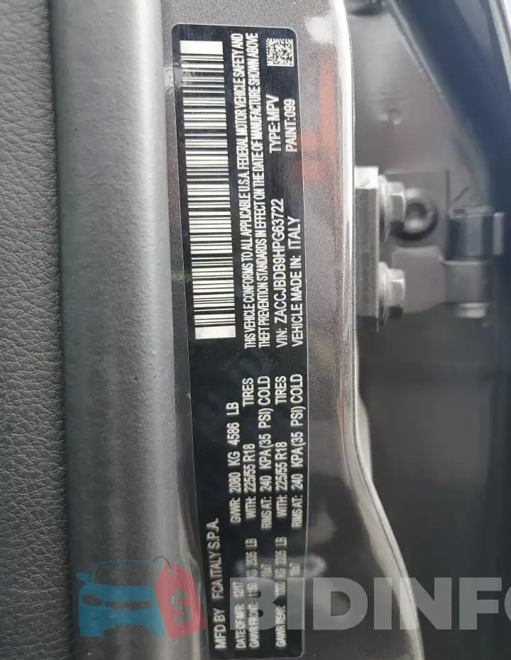 ZACCJBDB9HPG63722 Photo# 13