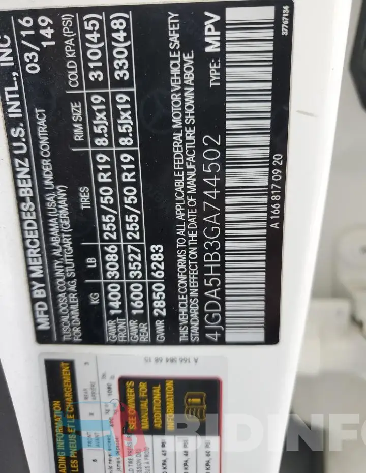 4JGDA5HB3GA744502 Photo# 13