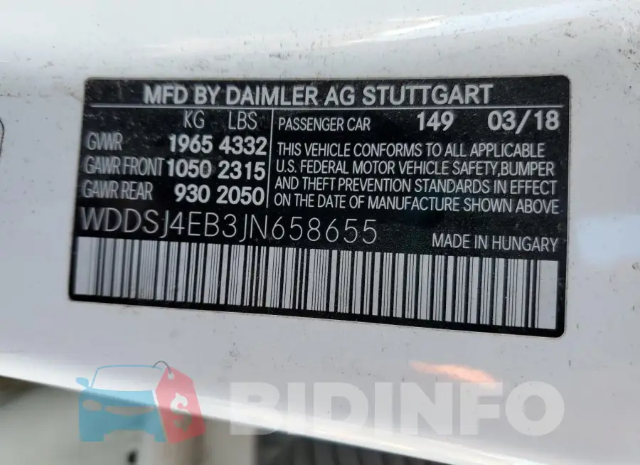 WDDSJ4EB3JN658655 Photo# 13