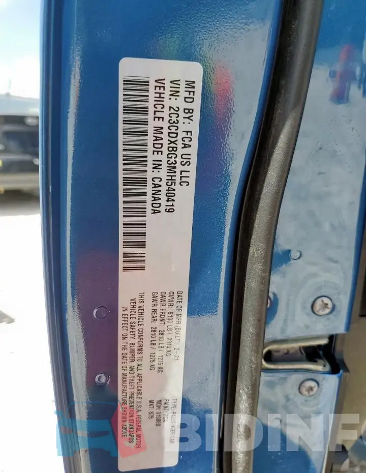 2C3CDXBG3MH540419 Photo# 13