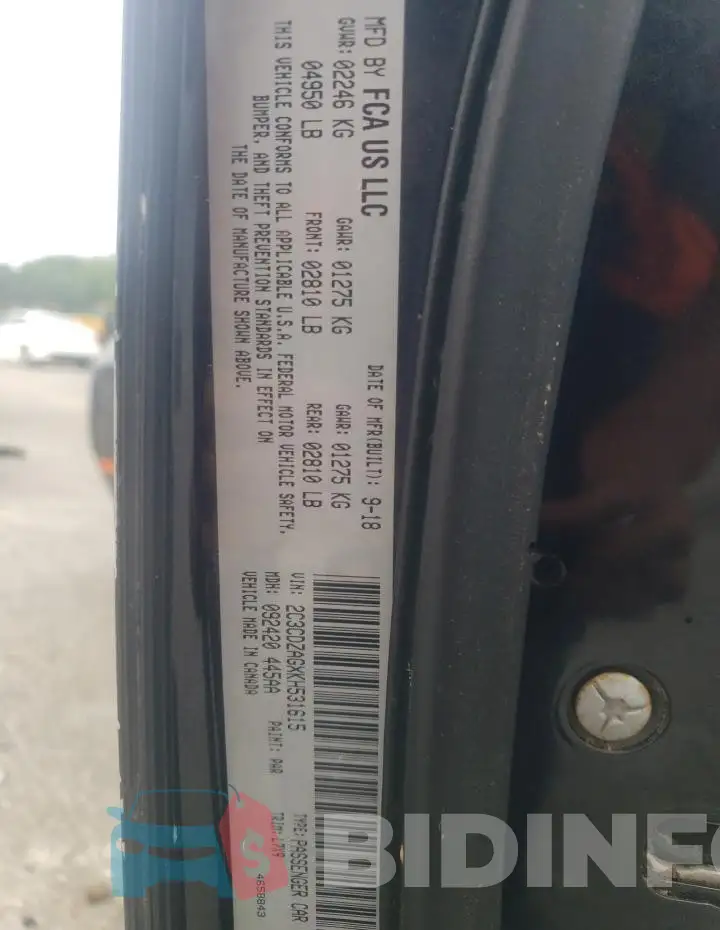 2C3CDZAGXKH531615 Photo# 12