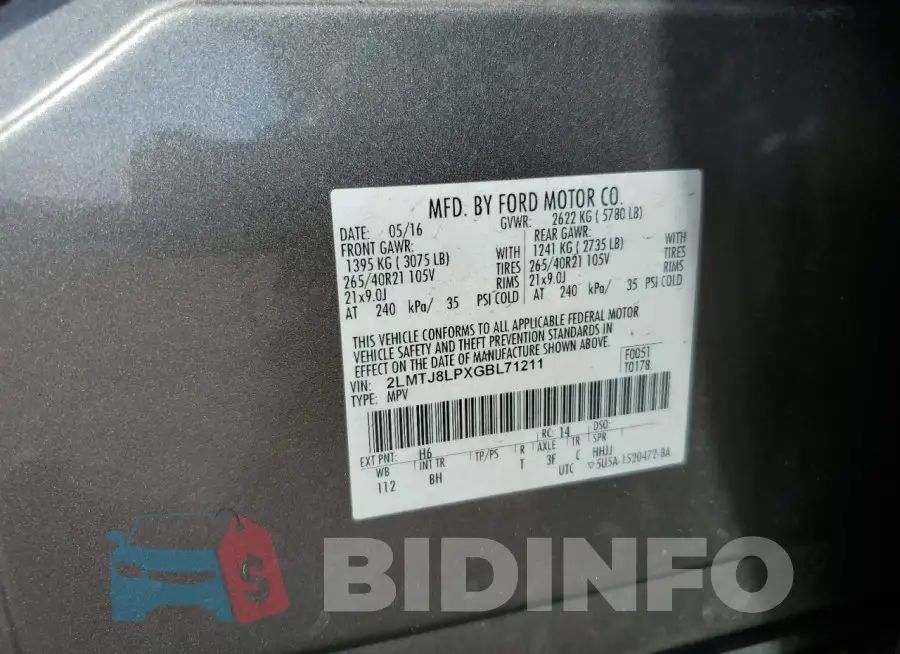 2LMTJ8LPXGBL71211 Photo# 13