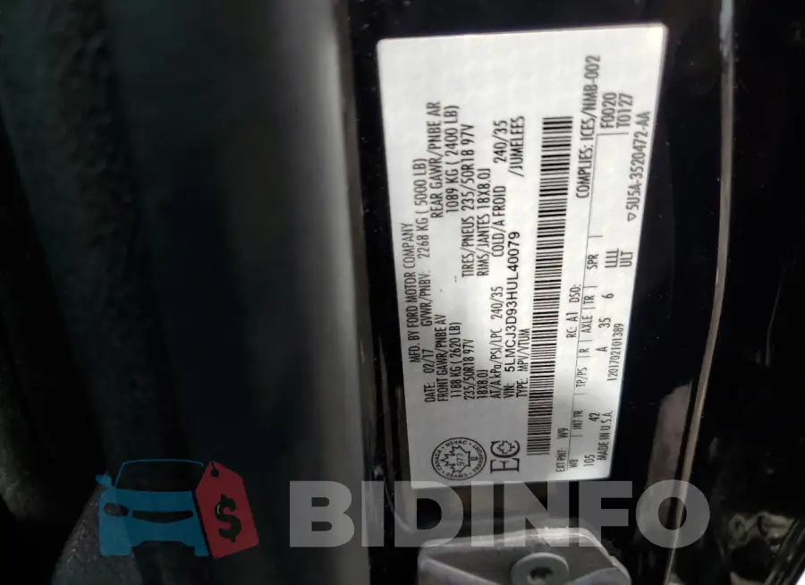 5LMCJ3D93HUL40079 Photo# 13