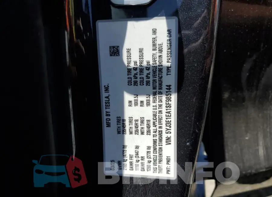 5YJ3E1EA1SF985144 Photo# 13