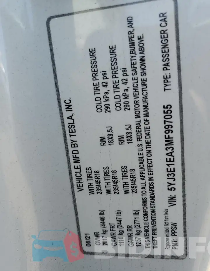 5YJ3E1EA3MF997055 Photo# 13