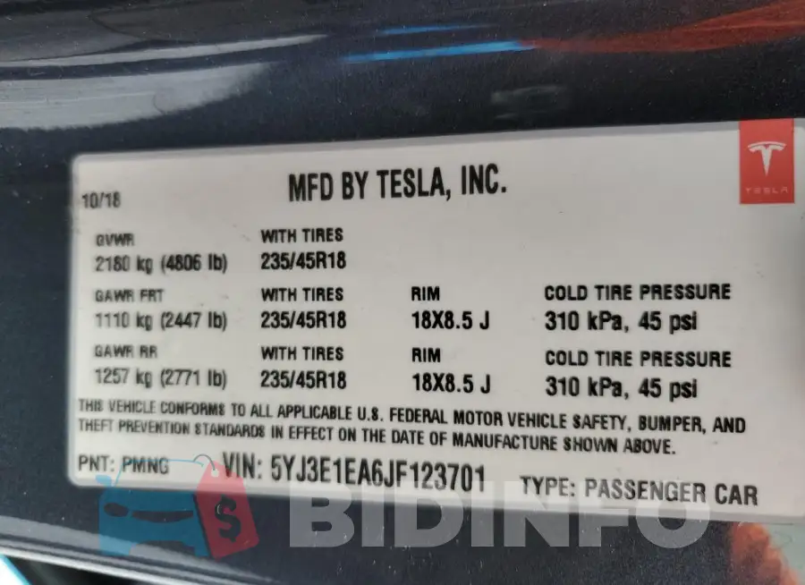 5YJ3E1EA6JF123701 Photo# 12