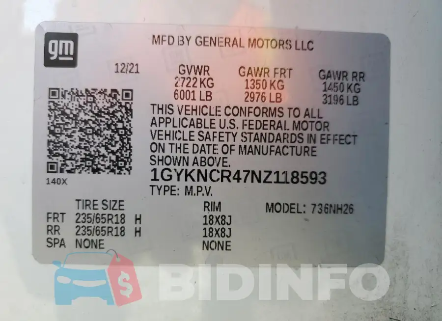 1GYKNCR47NZ118593 Photo# 14