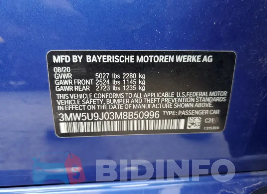 3MW5U9J03M8B50996 Photo# 12