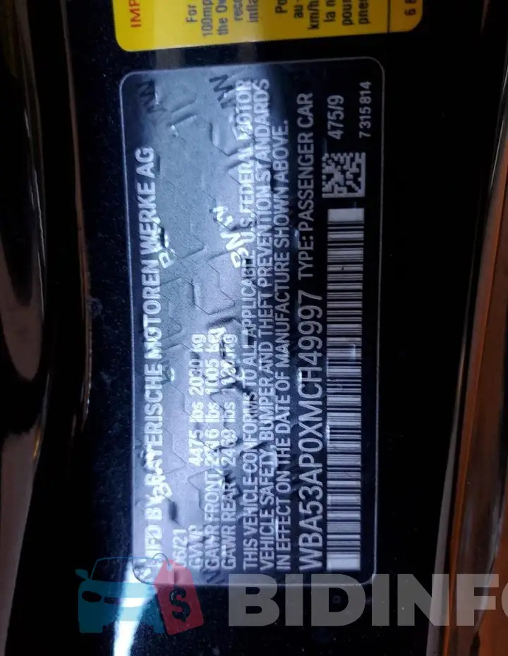 WBA53AP0XMCH49997 Photo# 12