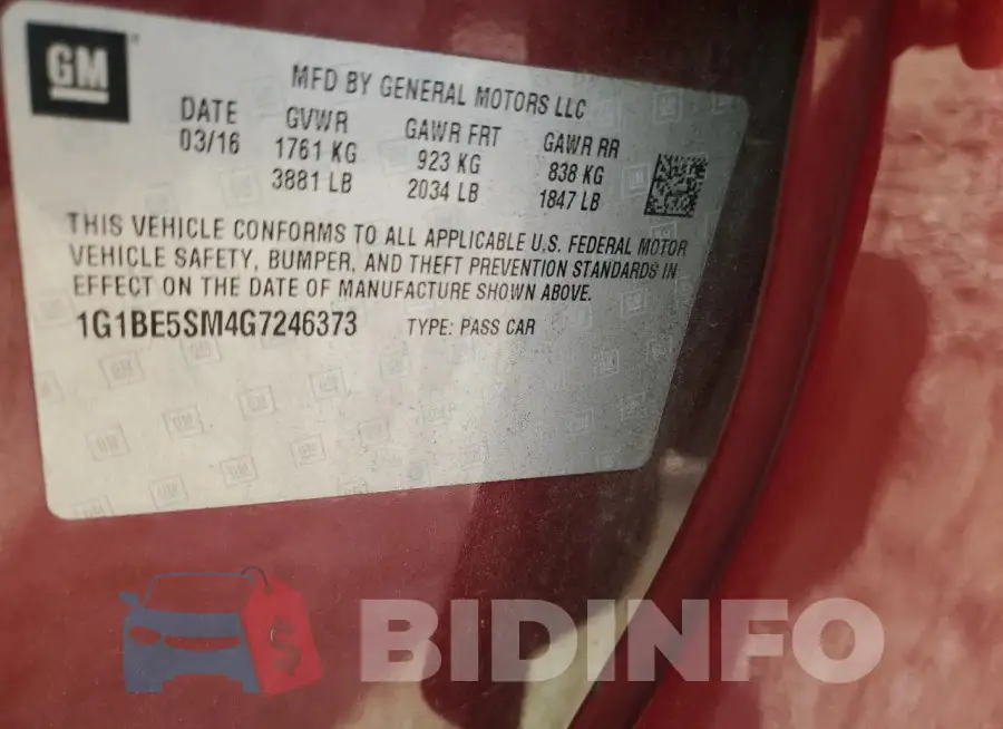 1G1BE5SM4G7246373 Photo# 12
