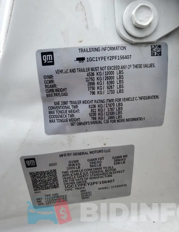 1GC1YPEY2PF156407 Photo# 12