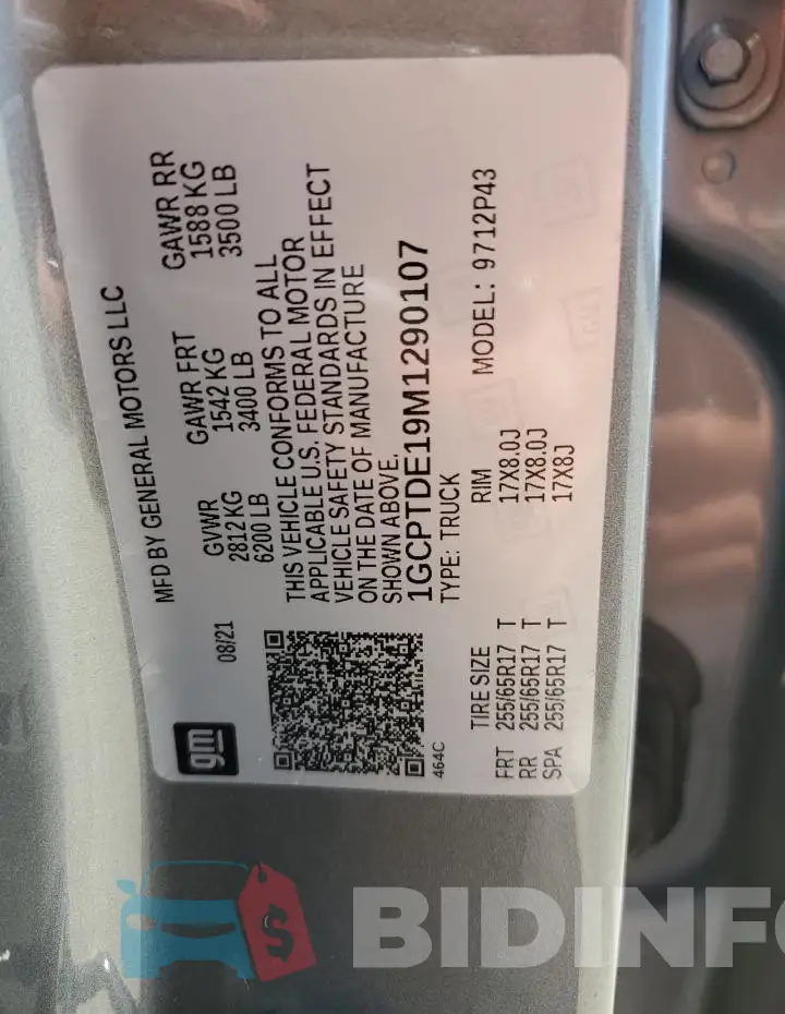 1GCPTDE19M1290107 Photo# 13