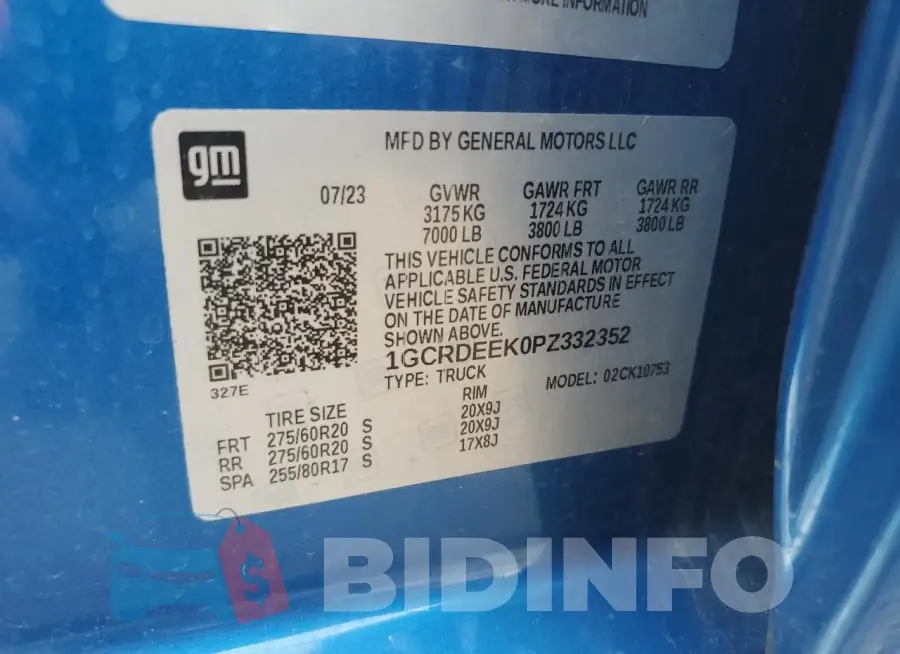 1GCRDEEK0PZ332352 Photo# 12