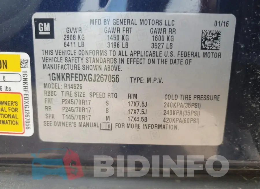 1GNKRFEDXGJ267056 Photo# 13