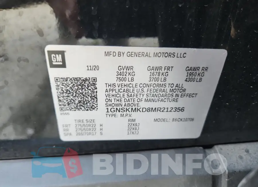 1GNSKMKD8MR212356 Photo# 13