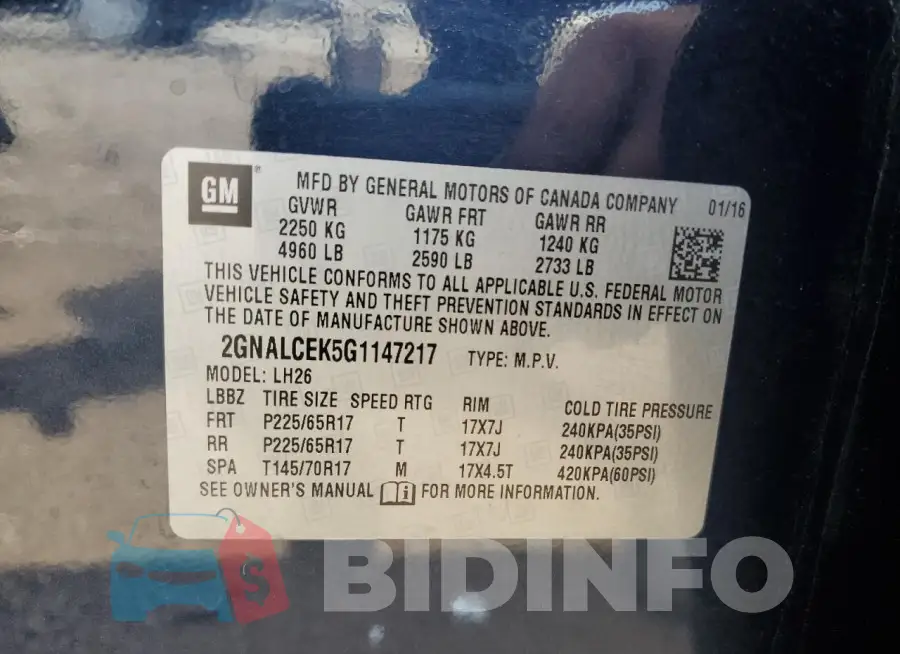 2GNALCEK5G1147217 Photo# 13
