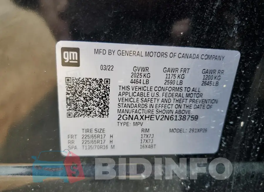 2GNAXHEV2N6138759 Photo# 13