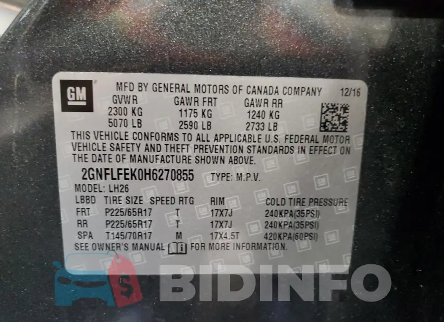 2GNFLFEK0H6270855 Photo# 12