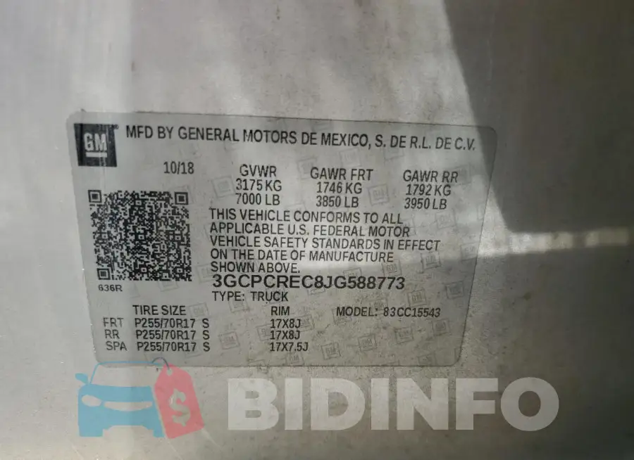 3GCPCREC8JG588773 Photo# 12