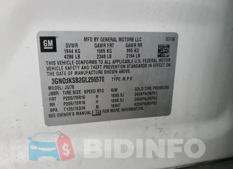 3GNCJKSB2GL256570 Photo# 13
